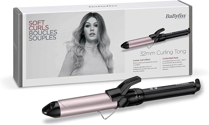 BaByliss Hair Curling Iron | 32mm Curling Tong Barrel | Ultra-Fast Heat LED